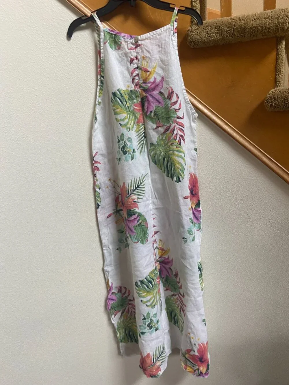 Lungo l'arno 100% linen beach dress tropical print sz S